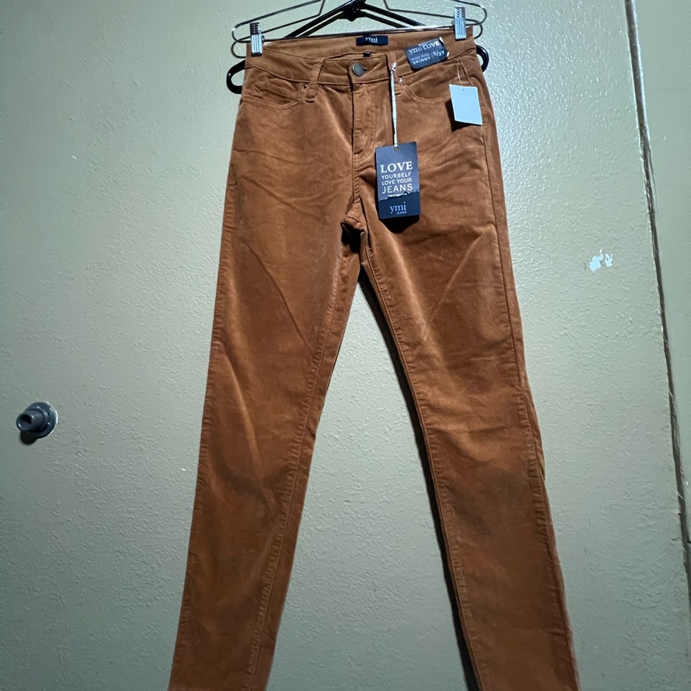 YMI Womens Corduroy Pants in Caramel Brown Jeans Stretch size 5/27 brand new